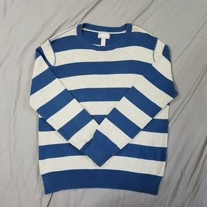 Sweater blue tan striped mens xl retro style knit